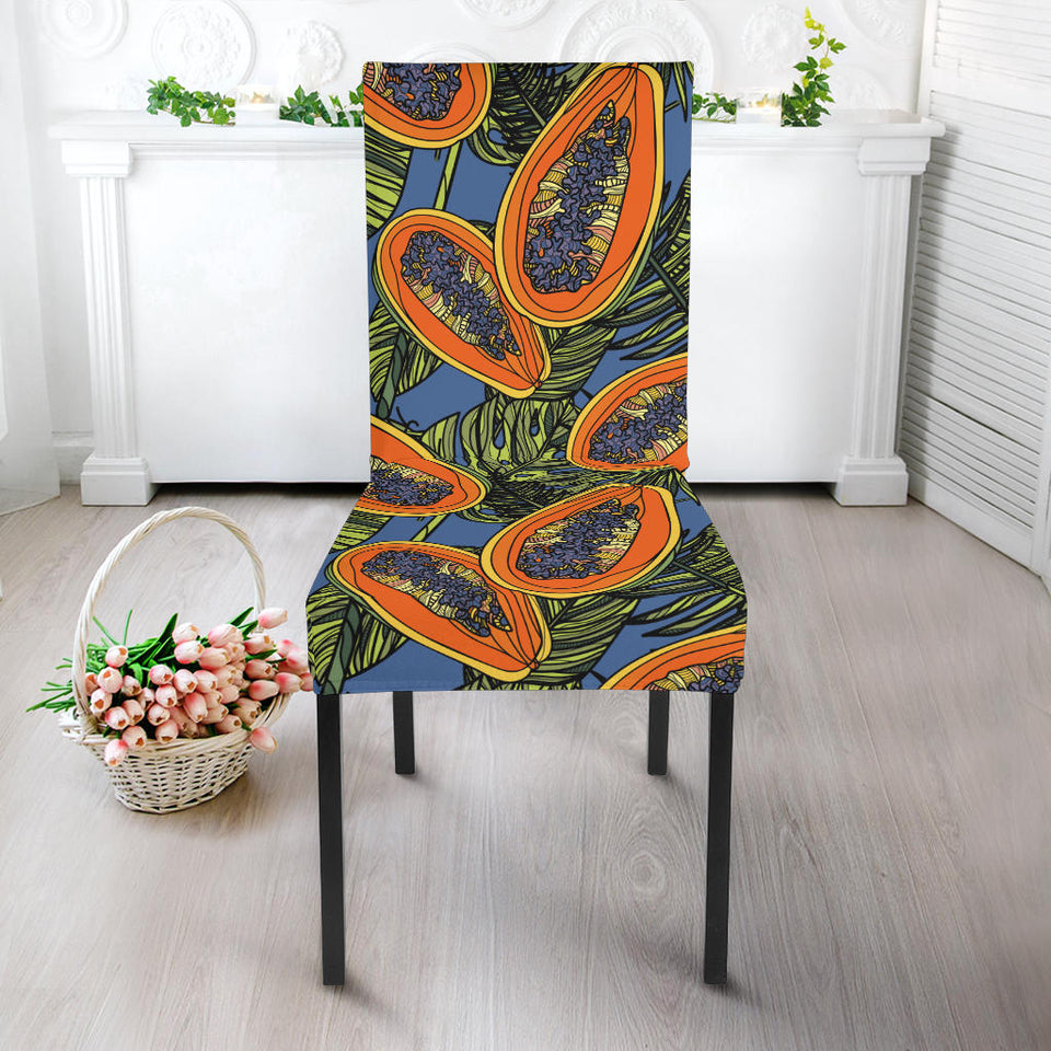 Colorful Papaya Tropical Leaves Dining Chair Slipcover