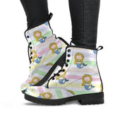 Cute Hand Drawn Mermaid Leather Boots