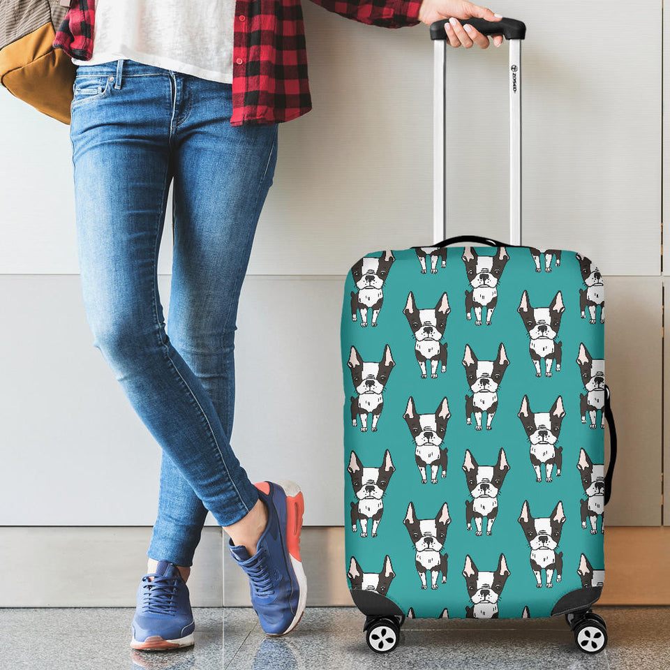 Hand Drawn Boston Terrier Dog Pattern Luggage Covers