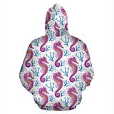 Purple Seahorse Blue Coral Pattern Men Women Pullover Hoodie