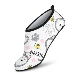 Siberian Husky Design Pattern Aqua Shoes