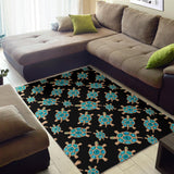 Sea Turtle Blue Stone Pattern Area Rug