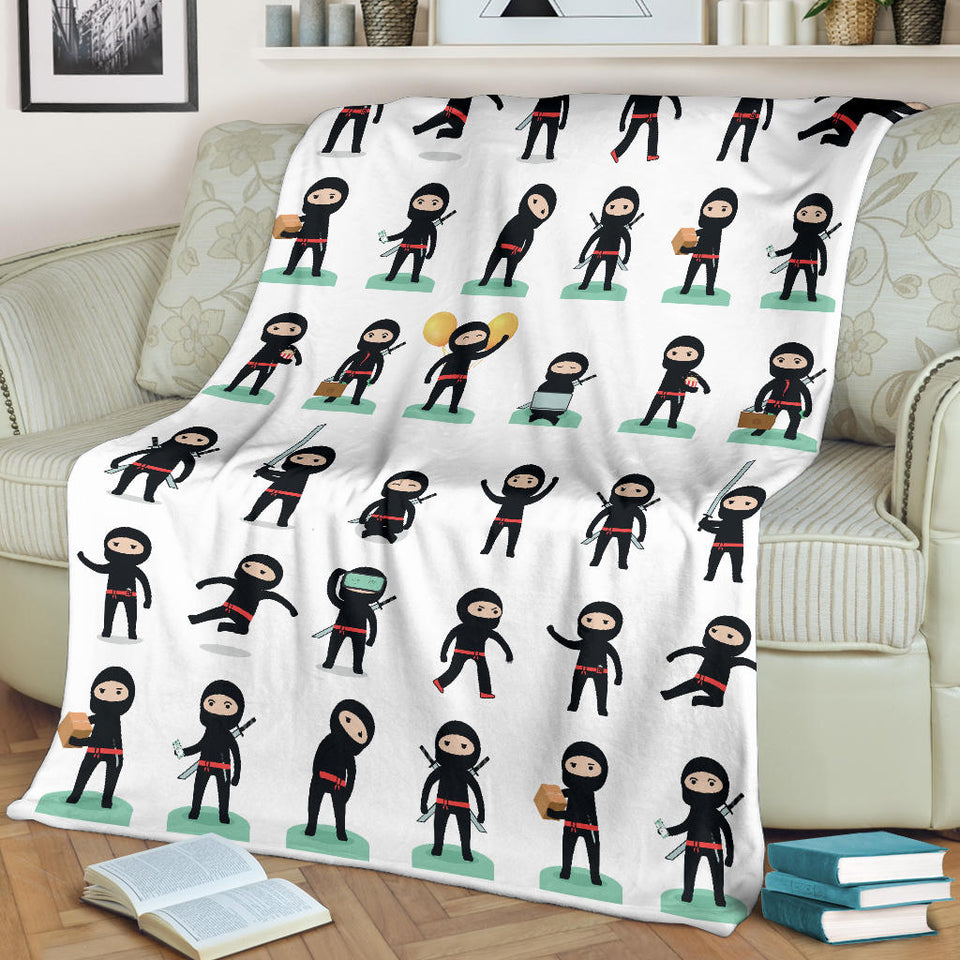 Cute Ninja Katana Sword Pattern Premium Blanket