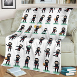 Cute Ninja Katana Sword Pattern Premium Blanket
