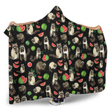 Raccoon Watermelon Pattern Hooded Blanket