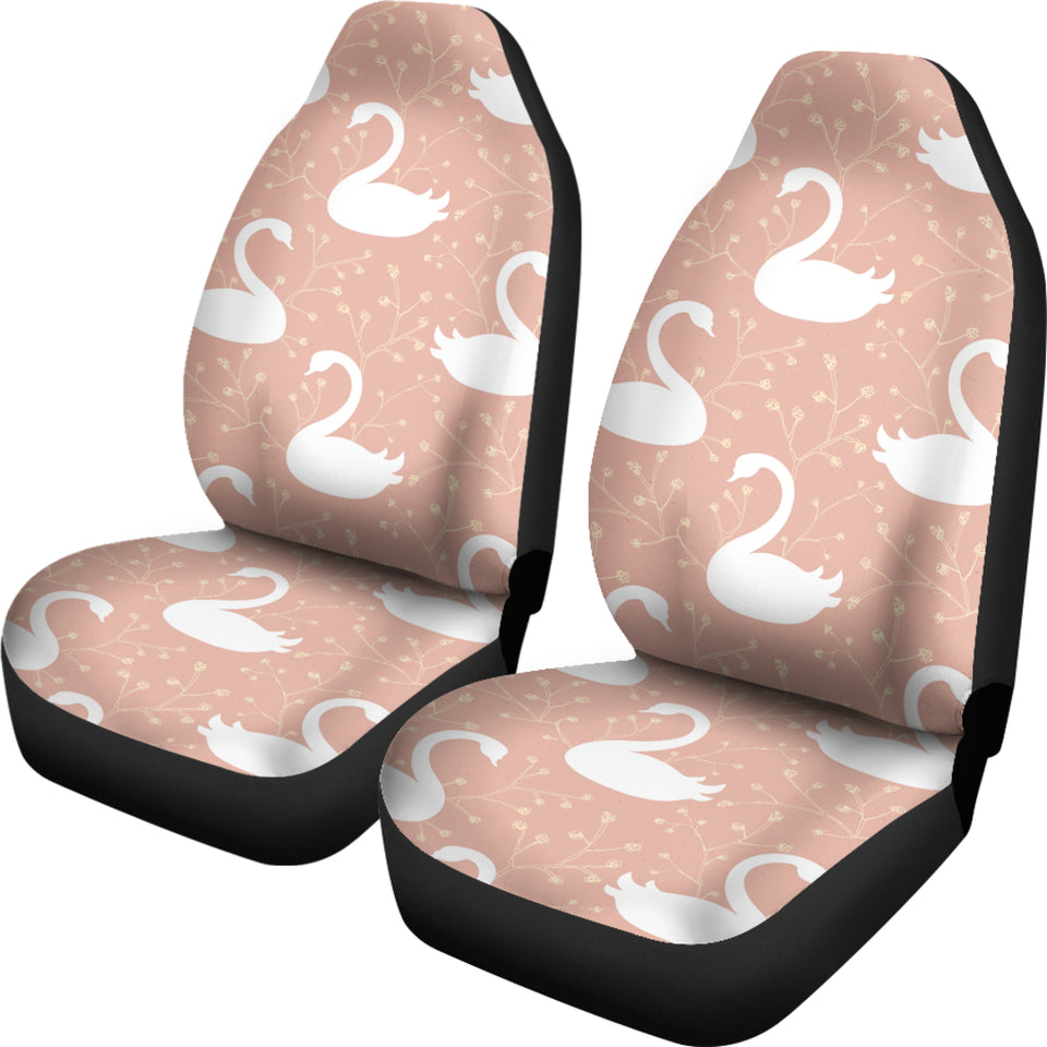 Swan Flower Light Pink Background  Universal Fit Car Seat Covers