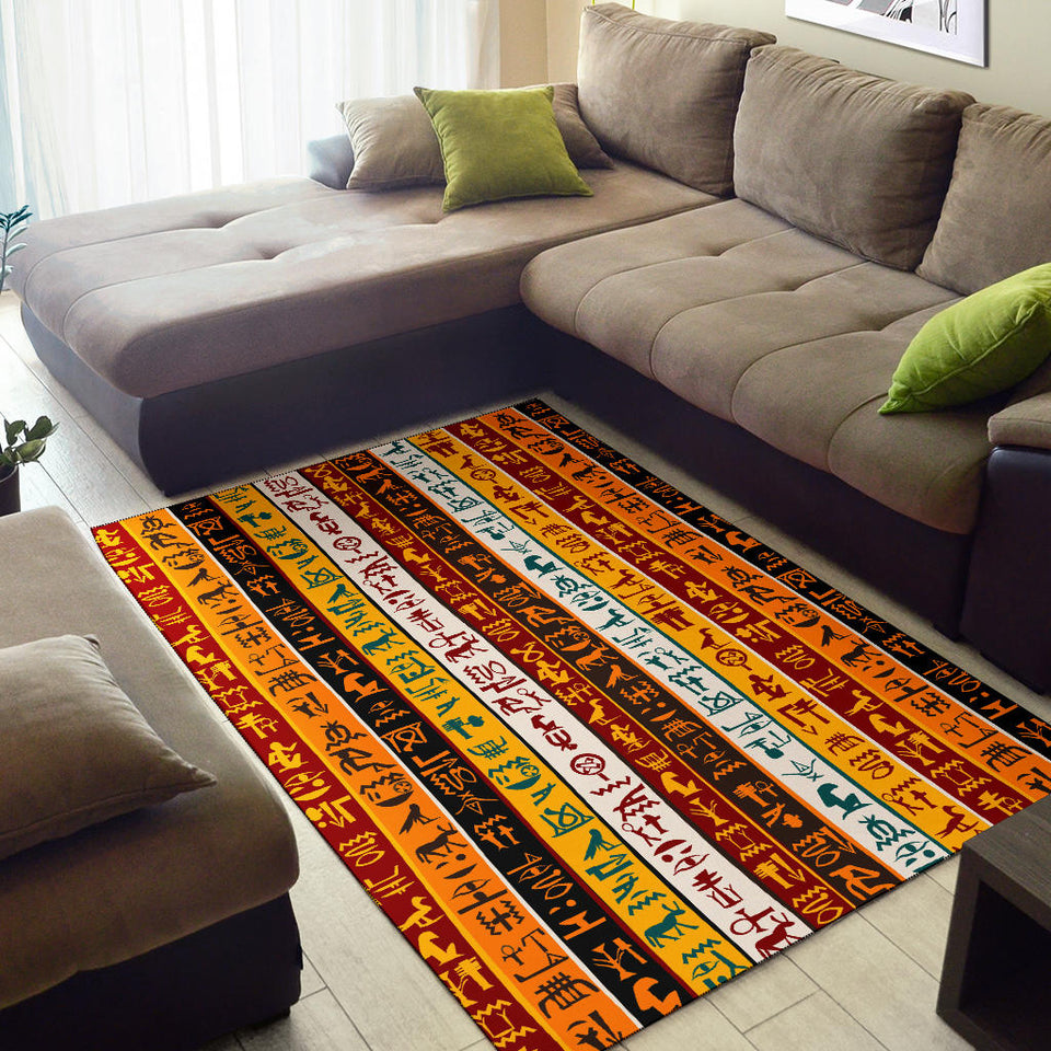 Egypt Hieroglyphics Pattern Print Design 01 Area Rug
