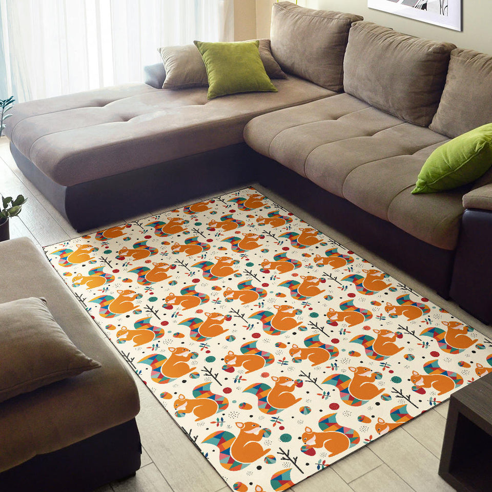 Squirrel Pattern Print Design 04 Area Rug