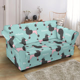 Poodle Dog Green Background Loveseat Couch Slipcover