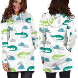 Watercolor Crocodile Pattern Women'S Hoodie Dress