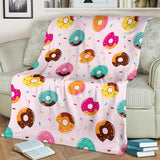 Donut Pattern Glaze Pink Background Premium Blanket