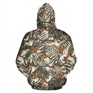 Monkey Tropical Leaves Background Zip Up Hoodie