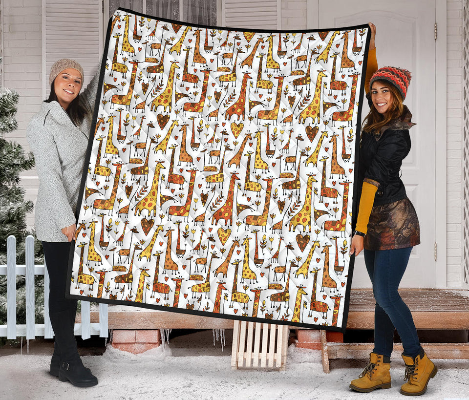 Giraffe Pattern Print Design 04 Premium Quilt