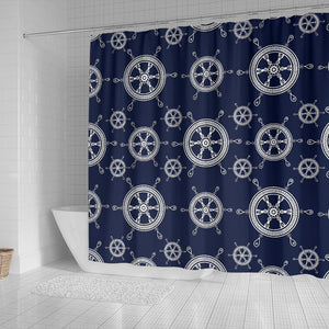 Nautical Steering Wheel Design Pattern Shower Curtain Fulfilled In US