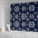 Nautical Steering Wheel Design Pattern Shower Curtain Fulfilled In US