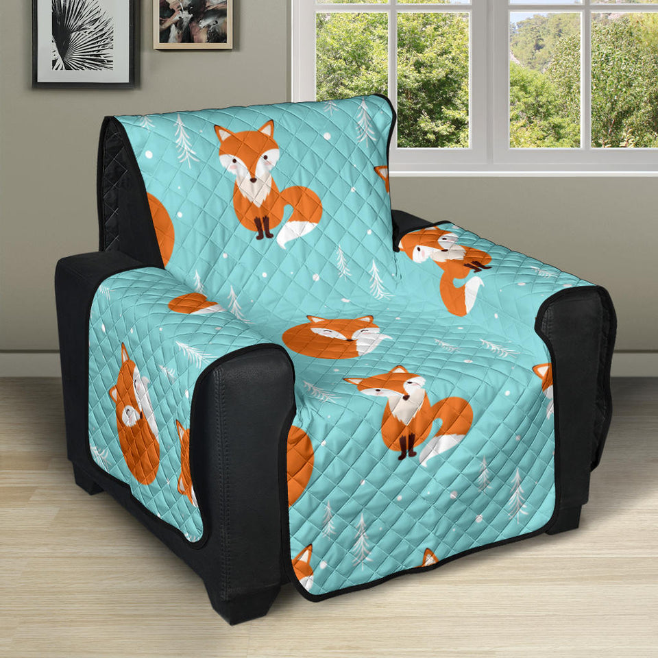 Fox pattern blue b ackground Recliner Cover Protector