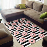 Donuts Pink Icing Striped Pattern Area Rug