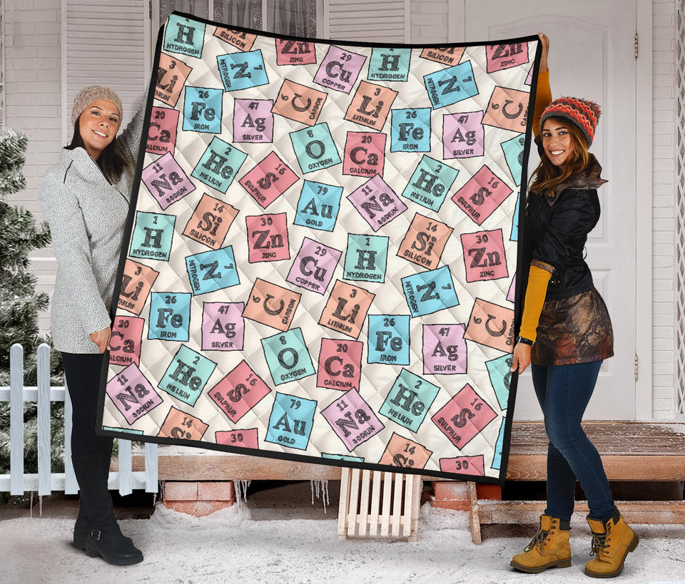 Chemistry Periodic Table Pattern Print Design 02 Premium Quilt