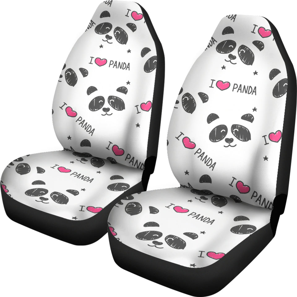 Hand Drawn Faces Of Pandas Pattern Universal Fit Car Seat Covers