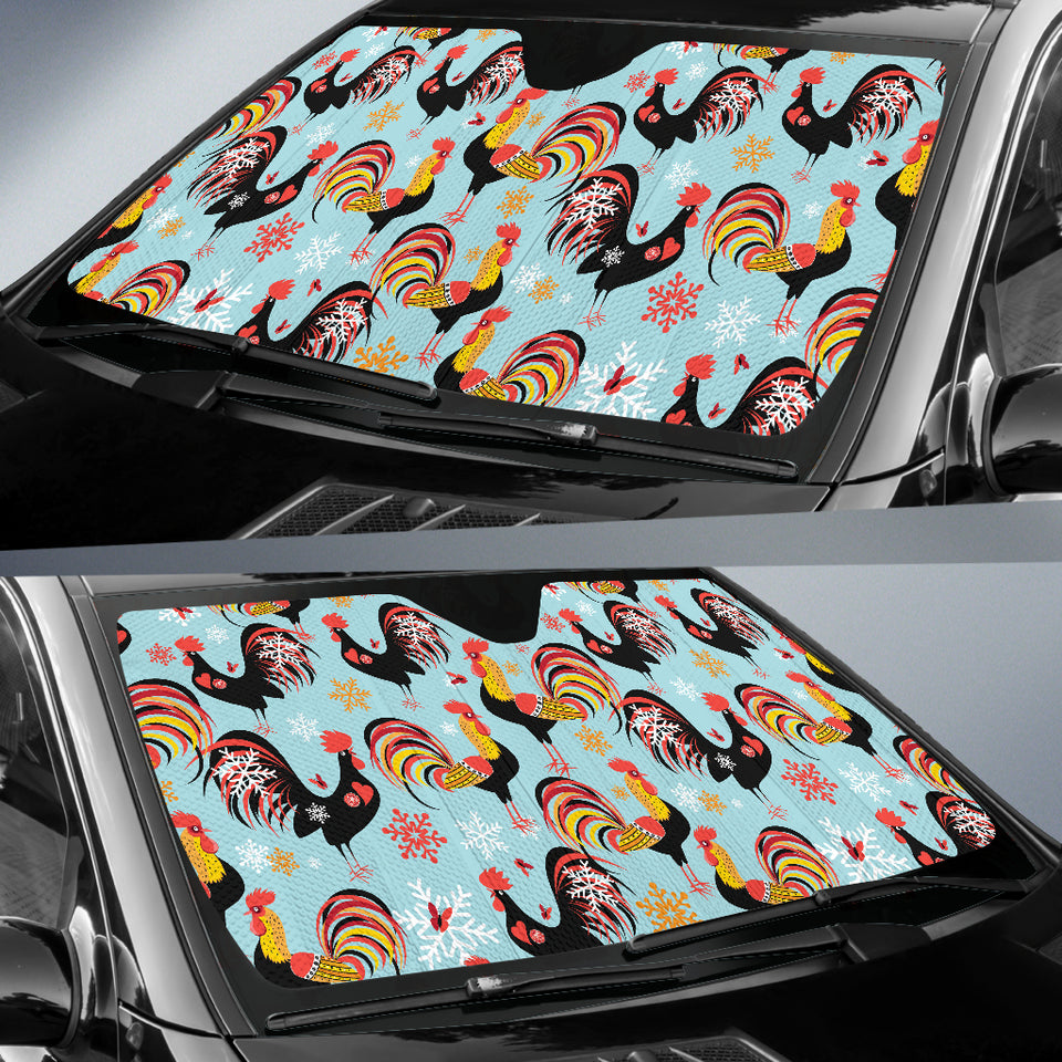 Rooster Chicken Cock Snowfalke Car Sun Shade