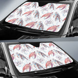 Watercolor Sea Turtle Jellyfish Pattern Car Sun Shade