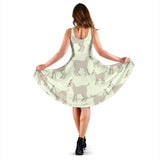 Little Young Goat Pattern Sleeveless Midi Dress