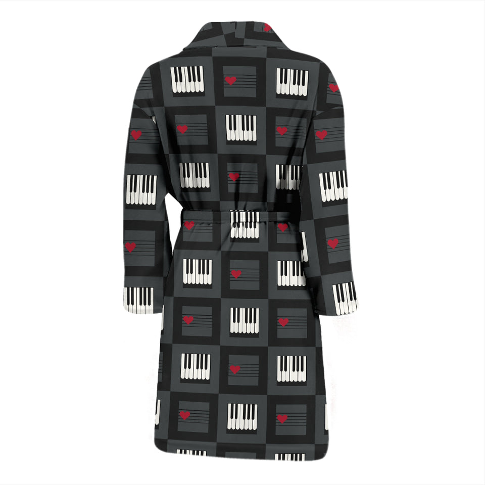 Piano Pattern Print Design 05 Men's Bathrobe