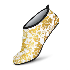 Gold Grape Pattern Aqua Shoes