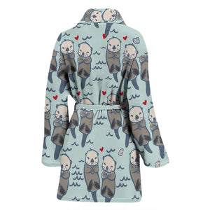 Lovely Sea Otter Pattern Women'S Bathrobe