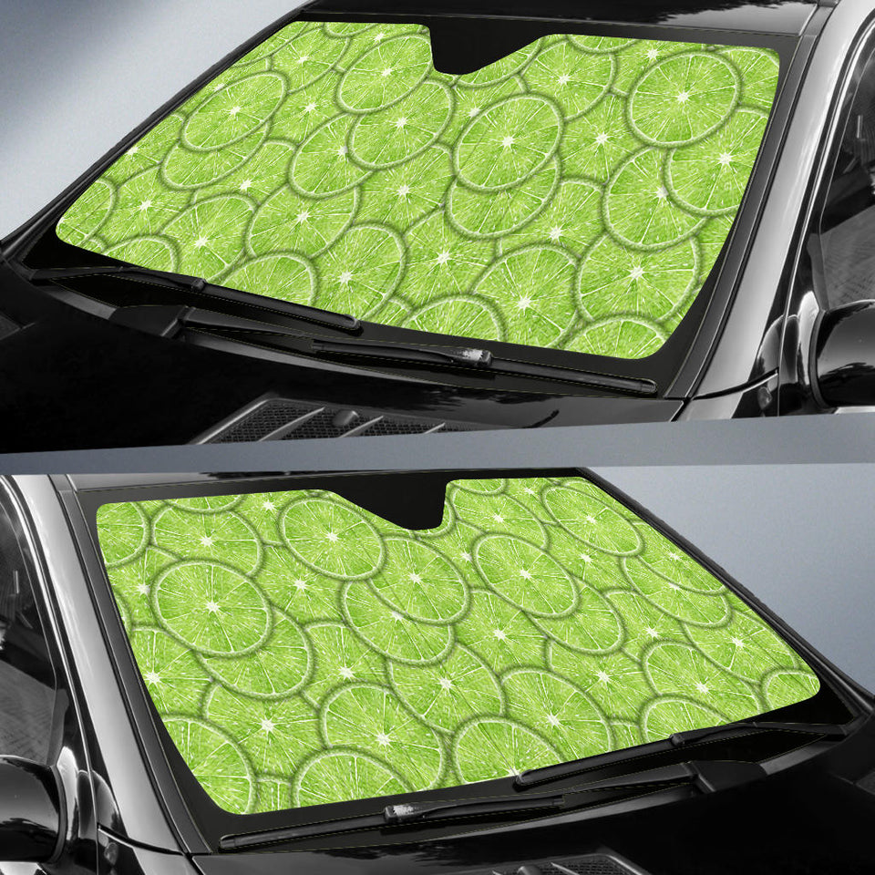 Slices Of Lime Pattern Car Sun Shade