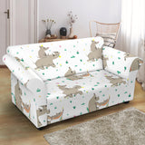 Cute Rhino Pattern Background Loveseat Couch Slipcover