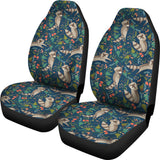Raccoon Tropical Leaves Pattern  Universal Fit Car Seat Covers