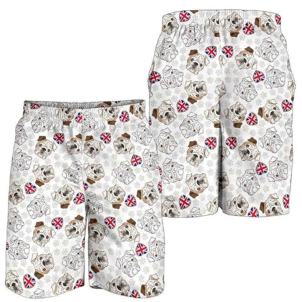 English Bulldog Pattern Print Design 01 Men Shorts