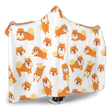 Brown Pomeranian Pattern Hooded Blanket