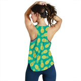 Pineapples pattern green background Women Racerback Tank Top