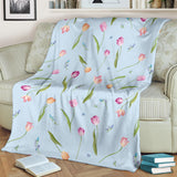 Watercolor Tulips Pattern Premium Blanket