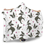 Boston Terrier Dog Hearts Vector Pattern Hooded Blanket