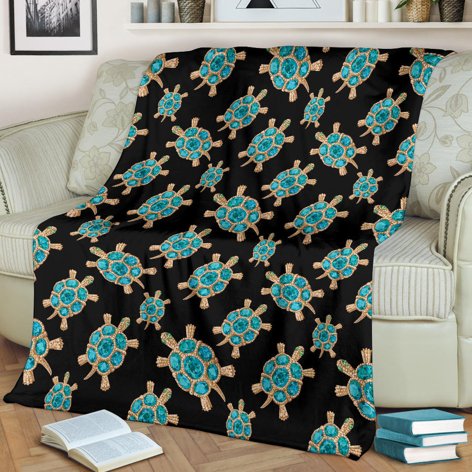 Sea Turtle Blue Stone Pattern Premium Blanket