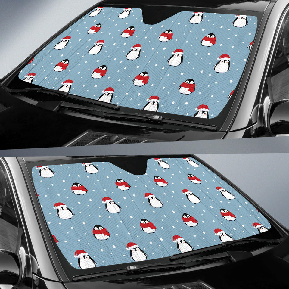 Cute Penguin Christmas Snow Pattern Car Sun Shade