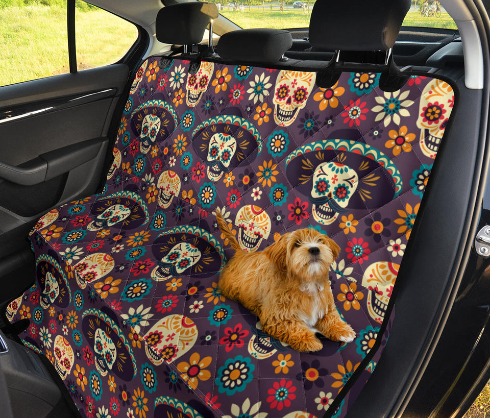 Sugar Skulls Flower Maxican Pattern Dog Car Seat Covers