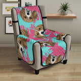 Beagle muzzles turquoise paint splashes pink pattern Chair Cover Protector