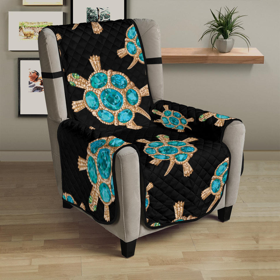 Sea turtle blue stone pattern Chair Cover Protector