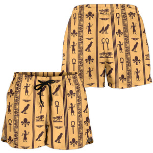 Egypt Hieroglyphics Pattern Print Design 02 Women Shorts
