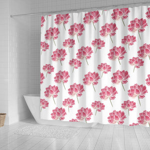 Pink Lotus Waterlily Pattern Shower Curtain Fulfilled In US