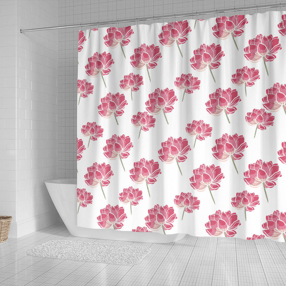 Pink Lotus Waterlily Pattern Shower Curtain Fulfilled In US