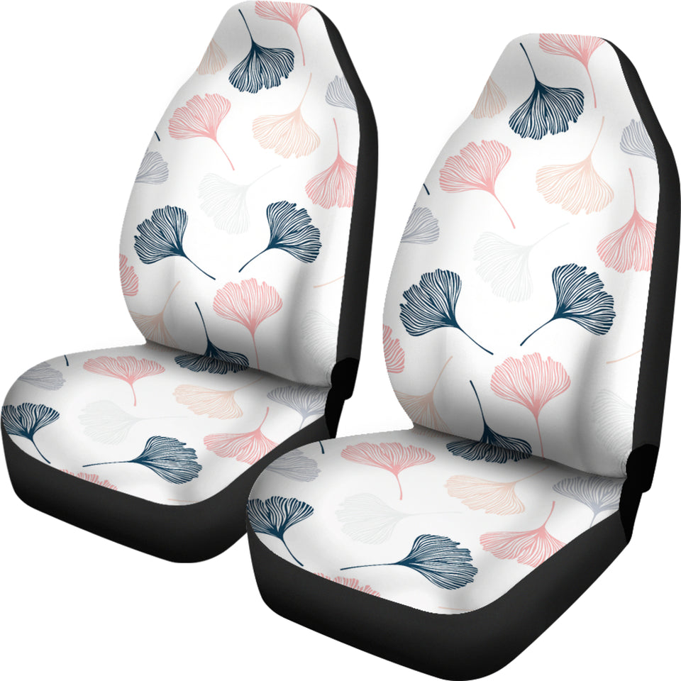 Black Gray Cream Coral Ginkgo Leaves Pattern Universal Fit Car Seat Covers