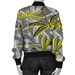 Hand Drawn Dragonfly Pattern Women'S Bomber Jacket