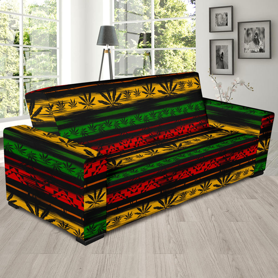 Canabis Marijuana Weed Pattern Print Design 04 Sofa Slipcover