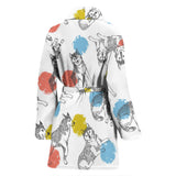 Siberian Husky And Colorful Circle Pattern Women'S Bathrobe