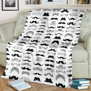 Mustache Beard Pattern Print Design 04 Premium Blanket